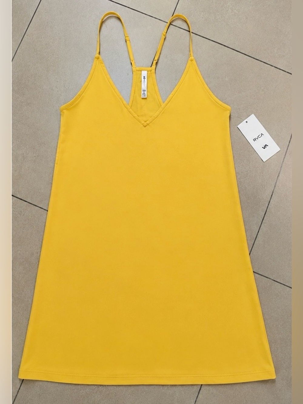 RVCA Yellow V-Neck Spaghetti Strap Mini Dress